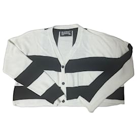 Autre Marque-Hic et Nunc Striped Cardigan-Black,White