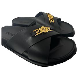 Versace Medusa Black Slides Black Golden
