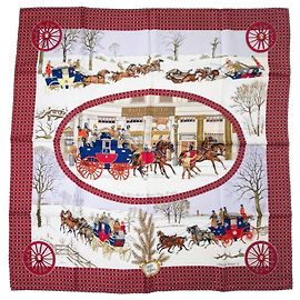 Hermès carré “L'Hiver en Poste” Multicolore