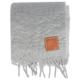 Loewe Sciarpa in mohair grigia con frange Grigio