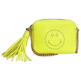 Anya Hindmarch Bolsa de python amarelo neon com rosto sorridente Amarelo