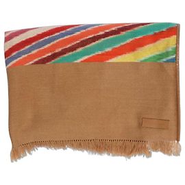 Hermès Écharpe en cachemire marron à franges Marron