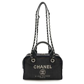 Borsa da bowling Chanel Deauville in blu navy Blu navy