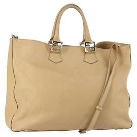 Fendi Twins Tote Leather Large Beige