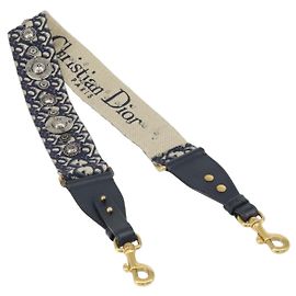Christian Dior Adjustable Shoulder Strap Oblique Canvas Navy blue