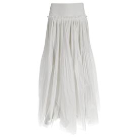 Jupe Maxi Plissée Alberta Ferretti en Coton Blanc Blanc Écru