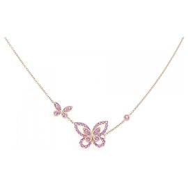 Colar Graff Double Butterfly Silhouette 750 Ouro Rosa e Safira Rosa