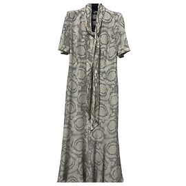 Robe Chemisier Barocco Versace Gris Blanc cassé