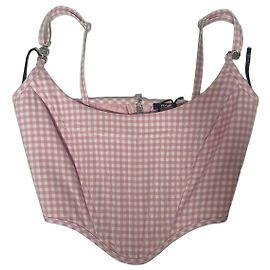 Top a quadri rosa Versace Rosa Bianco