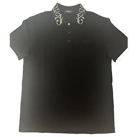 Polo Negro Bordado Versace Negro Plata