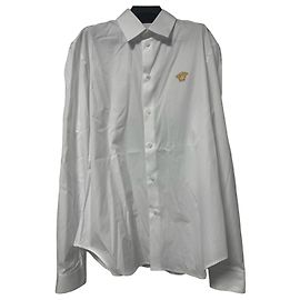 Versace White Formal Shirt White Golden