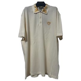 Polo crème blanc Versace Doré Crème