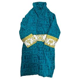 Roupão Barroco I ♡ Versace Branco Azul Turquesa