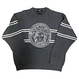 Grauer Pullover von Versace Weiß Grau