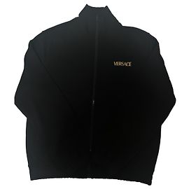 Sudadera negra con cremallera Versace Negro Dorado