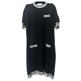Schwarzes Strickkleid von Versace Schwarz Weiß