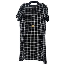 Schwarzes Karokleid von Versace Schwarz Weiß