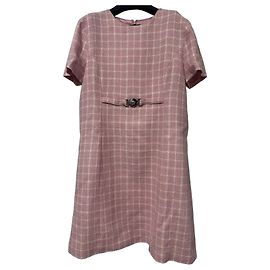Versace Mini Kleid mit Rosa Karomuster Pink Weiß