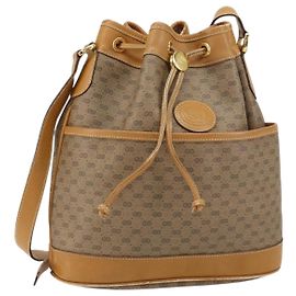 Gucci Bolsa de Ombro Micro GG Supreme PVC Bege Ouro Auth 160561 Bege Dourado