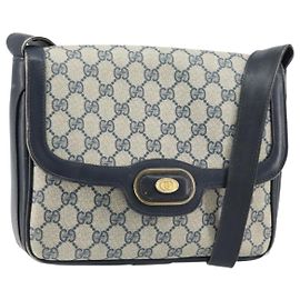 Gucci Borsa a Spalla GG Supreme PVC Blu Navy Oro Auth 156129 D'oro Blu navy