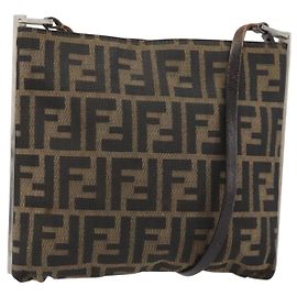 FENDI Zucca Canvas Schultertasche Braun Schwarz Auth bs31744 Braun Schwarz