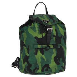 PRADA Rucksack aus Nylon grün silber authentisch 158946V Silber Grün