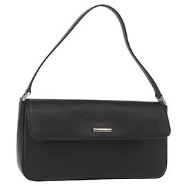 Bolsa de Ombro de Couro Preta e Dourada Auth BA9035 da BURBERRY Preto Dourado