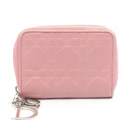 Christian Dior Lady Cannage Small Round Wallet Pink