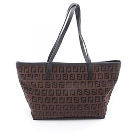 Bolsa Tote Fendi Zucchino Marrom Preto