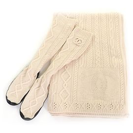 Chanel COCO Mark Cashmere 2-Piece Set Home Goods Black Beige