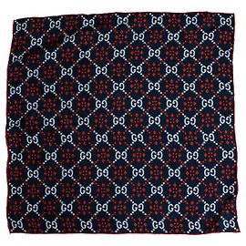 Gucci, GG printed pocket square White Red Blue