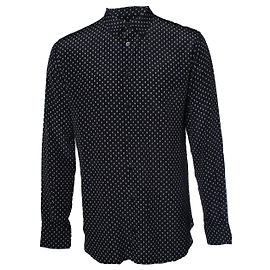 Camicia in seta nera con stampa di teschio Alexander McQueen Nero