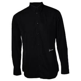 Givenchy, Camicia nera in cotone con logo Nero