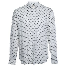 Camicia bianca Saint Laurent con stampa V 2017 Nero Bianco
