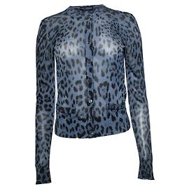 Cardigan en lurex léopard bleu de Dolce & Gabbana Bleu