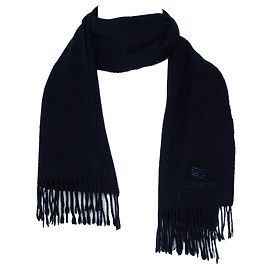Sciarpa in cashmere blu Burberry con ricamo Blu
