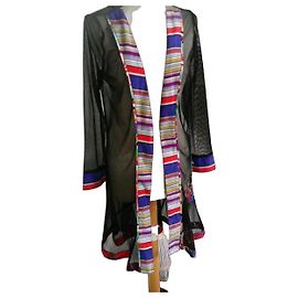 Autre Marque Leslie Coat Black Multicolour Tulle Sleeves Size 38 Multiple colors