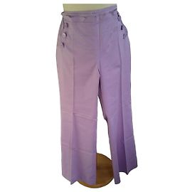 Autre Marque Pantalones Bridge Chiara D'este Malva Algodón Talla 40 Lavanda