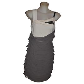 Alessandro Dell'Acqua Mini Kleid Weiß Grau Viskose Weiß Grau