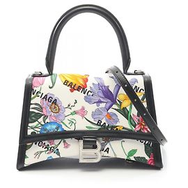 Borsa Flora Hourglass del Progetto Hacker di Balenciaga Nero Bianco Multicolore