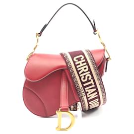 Dior-Dior Mini Saddle Leather Handbag Red-Red