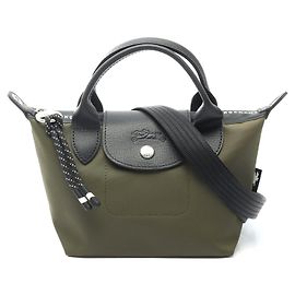 Bolsa de mão Longchamp Le Pliage Energy XS em lona e couro Verde