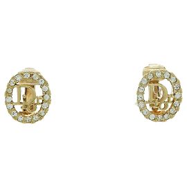 Dior Logo Ohrringe mit Strass Gold Golden Metallisch