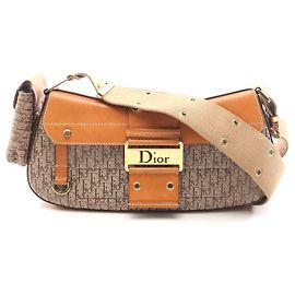 Bolsa de Ombro Trotter em Lona e Couro Dior Street Chic Marrom Bege