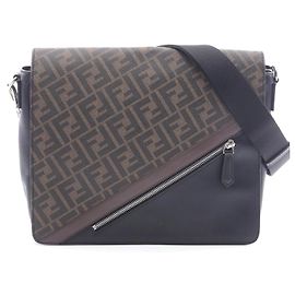 Fendi Zucca PVC Coated Canvas Leather Shoulder Bag Brown