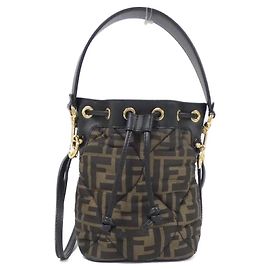 Bolsa de ombro Fendi Mini Mon Tresor em poliéster, seda e couro de bezerro Dourado Metálico