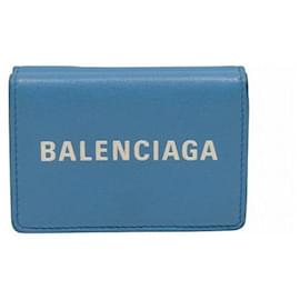 Balenciaga-Carteira de couro trifold Balenciaga Everyday-Azul