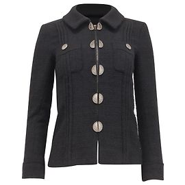 Chanel Zip Medaillon Jacke aus schwarzer Wolle Schwarz