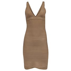Abito Bodycon Herve Leger in Rayon Dorato Marrone Rosso