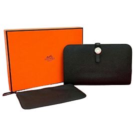 Cartera Hermès Dogon GM de cuero Togo Negro